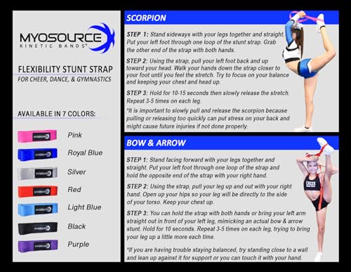 Cheerleading Flexibility Stunt Strap - Improve Stretching and Stunts for Cheer Dance Gymnastics & Physical Therapy – Stocking Stuffers Present for Kids Girls Adults - 12 Colors - color: Teal