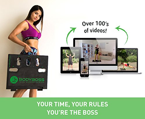 BodyBoss Home Gym 2.0 - Full Portable Gym Home Workout Package + 2 Extra Bands, Green