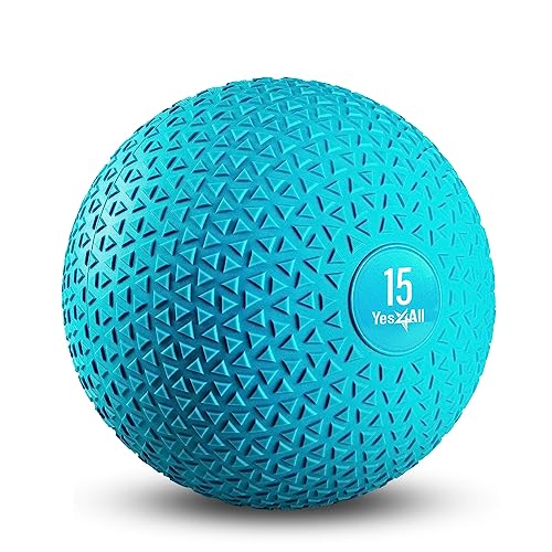 Yes4All Slam Balls, 10-40lb Weighted Ball Weight, Durable PVC Sand Filled Workout Dynamic Slam Ball for Strength Training, Triangle, Teal, 15lbs - color: Trendy teal, style: C. 15lbs