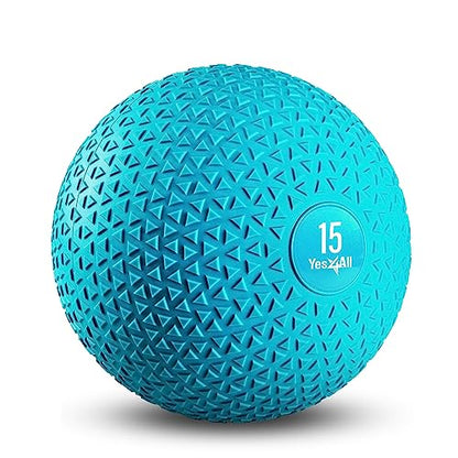 Yes4All Slam Balls, 10-40lb Weighted Ball Weight, Durable PVC Sand Filled Workout Dynamic Slam Ball for Strength Training, Triangle, Teal, 15lbs - color: Trendy teal, style: C. 15lbs
