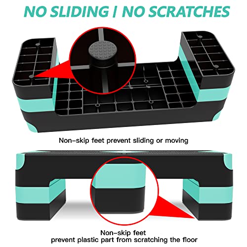 GYMMAGE Aerobic Exercise Step, Adjustable Height, - color: Turquoise