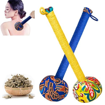 Mugwort Massage Hammer, Back Massager Hammer， Pain Relief Massager for Neck, Back, Shoulder & Body - Handheld Percussion Therapy Tool with US Design Patent,(Blue and Yellow…) - color: Blue and Yellow…