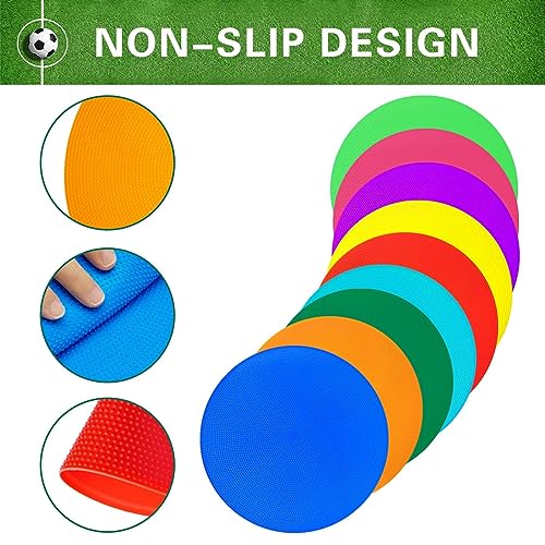 Poly Spot Markers 4.73 inch/10 inch 12 Pcs Non-Slip Rubber Agility Training Markers Floor Dots Flat Field Cones for Football, Soccer, Basketball, School Exercise Drills, Dance Practice