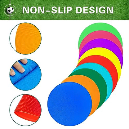 Poly Spot Markers 4.73 inch/10 inch 12 Pcs Non-Slip Rubber Agility Training Markers Floor Dots Flat Field Cones for Football, Soccer, Basketball, School Exercise Drills, Dance Practice
