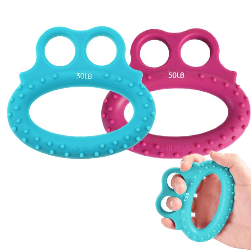 2pcs Hand Grip Ring Set Hand Exercises for Grip Trainer Strength Stroke Hand Thrapy Equipment,30lbs+50lbs