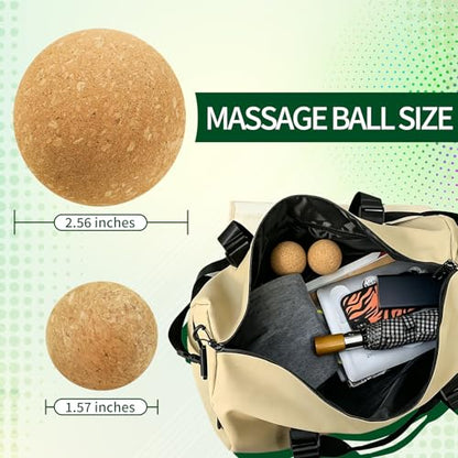 Cork Massage Balls-2 Pack Trigger Point & Myofascial Release Balls for Plantar Fasciitis, Foot, Back & Muscle Knots