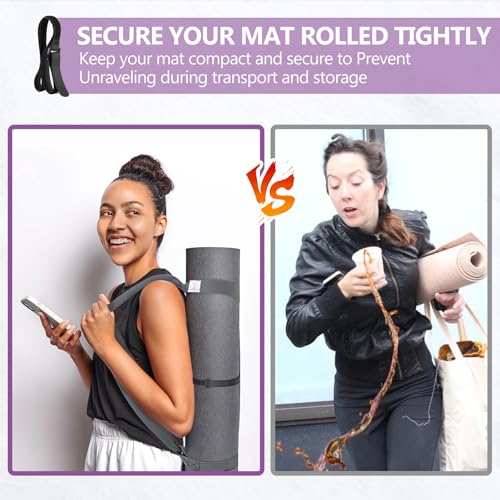 Yoga Mat Carrier Strap, Adjustable Thick Straps Sling for Carrying Large Mats, Stretching Band - color: Grey