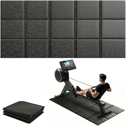 Treadmill Mat for Carpet & Hard Floors, 79" x 39" Foldable Floor Extra Thick Protection Mat, Non-Slip Noise & Shock Absorbing for Walking Pad, Exercise Bike, Elliptical, Home Gym Equipment - size: 79"L x 39"W x 0.2"Th