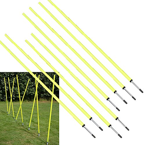 BlueDot Trading Soccer Agility Poles | Telescopic, Fixed & Collapsible Options (4, 6, 8 Piece Sets) Speed Training Poles for Agility Drills, Outdoor Games, Football & Sport Training Equipment - size: 8, style: Fixed