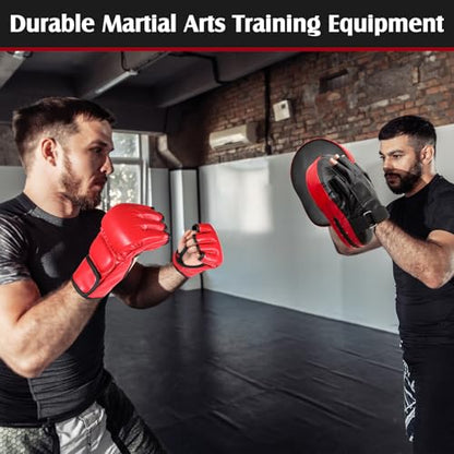Gemscream 10 In1 Punching Mitts Kick Pad Set Taekwondo Pads Boxing Mitts Focus Pads Boxing Gloves Safety Head Guard Wrist Band for Kickboxing, Karate, Muay Thai, MMA Training - color: Red