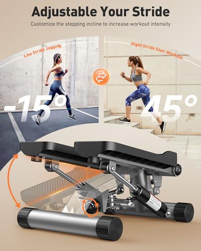 Sportsroyals Stair Stepper for Exercise, Mini Steppers with Resistance Band, Hydraulic Fitness Stepper Exercise Home Workout Equipment for Full Body Workout, 330lbs Weight Capacity