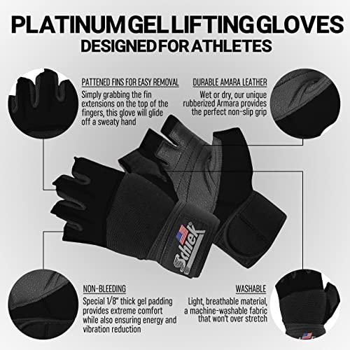 Schiek Sports 530 Platinum Lifting Gloves with Gel Pad - Amara Leather Weightlifting Gloves for Women and Men
