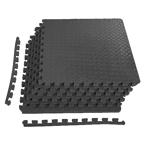 BalanceFrom 6 Piece Foam Floor Mat Puzzle Tiles, 3/4” Thick, 24 Sq Ft, Black - color: Black, style: 3/4" Thick, 24 Square Feet