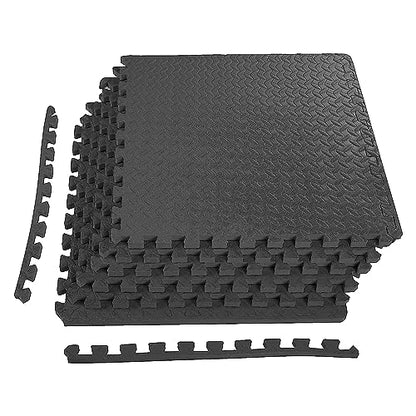 BalanceFrom 6 Piece Foam Floor Mat Puzzle Tiles, 3/4” Thick, 24 Sq Ft, Black - color: Black, style: 3/4" Thick, 24 Square Feet