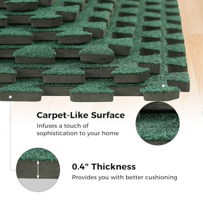 Tangkula 25 Pack-100 Sq.Ft. Foam Floor Tiles, Interlocking Carpet Tiles with Edge Borders, 24" × 24" Puzzle Exercise Mats for Living Room, Bedroom and Office (Green, 100 Sq.Ft.)