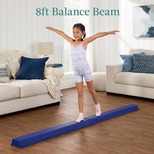 Best Choice Products 10ftx4ftx2in Folding Gym Mat 4-Panel Exercise Gymnastics Aerobics Workout Fitness Floor Mats w/Carrying Handles - color: Royal Blue w/Beam