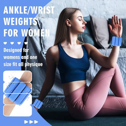 Wrist Weights, 2Pack Adjustable Wearable Wrist Ankle Weights for Women/Men, Silicone Wrist Bangles for Walking, Yoga, Pilates, and Gym, Arm & Leg Workout, 2lb - color: Blue