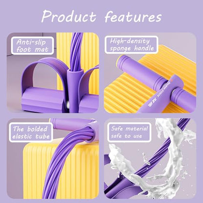 Pedal Resistance Band with Handle Multifunction Pedal Resistance Band Upgrade 6/8/10 Tubes Manual Tension Training Pedal Natural Rubber Foot Pedal Resistance Bands - color: purple-8 tubes