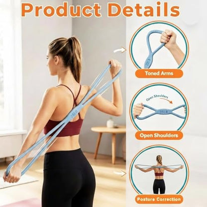 2PCS Figure 8 Resistance Bands with Handles – 15 lbs & 25 lbs Workout Bands for Women Men, Non-Slip Grip for Arms Yoga Pilates Physical Therap