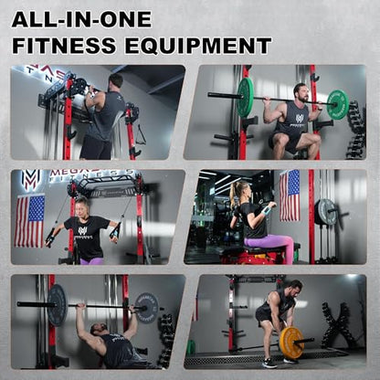 Power Cage, Squat Rack Home Gym, 2000LBs Capacity Wall Mounted Power Rack with Dual Crossover System, Includes 16 attachments for Home Gym - size: P67 Only Power Cage