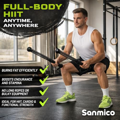 Weighted Ropeless Battle Ropes 2 Pack – 2026 Edition | Cordless Portable No Anchor Battle Rope for Home Gym & Apartment | HIIT Strength & Cardio | Non-Slip Handle | Gloves & Exercise Poster