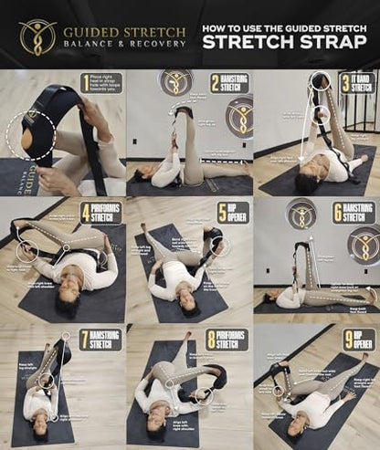 Stretching Strap with Loops and Padded Foot Cradle, Non-Elastic Yoga Strap for Physical Therapy, Hamstring, Calf, Leg and Shoulder Flexibility, Velcro-Free