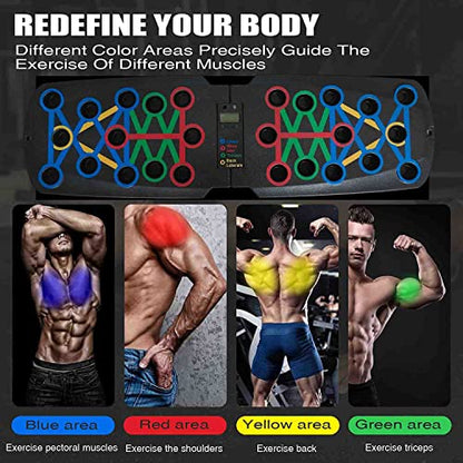 Push Up Board With Automatic Count and Handles Foldable Multi System Portable Professional Workout Equipment Pushup Bar Resistance Chest Exercise Strength Function Gym Home Floor Men & Women