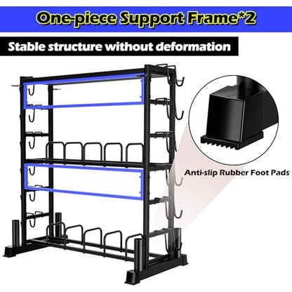Dumbbell Rack - Weight Plate Rack for Home Gym, Peloton Weights for 2700lbs Large 3 Tier Kettlebell Barbell Rack Workout Equipment Strength Training Dumbbell Organization Stand Only