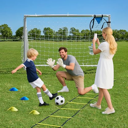 Soccer Goals for Backyard Soccer Goal 12x6 Big 10x6.5 8x6 6x4FT Soccer Goals for Youth Adults and Kids Large Metal 2" Goal Post with Agility Ladder and Target Net Soccer Cones Practice Equipment