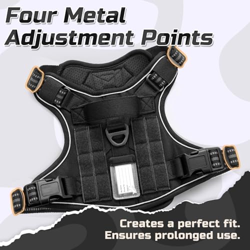 rabbitgoo Tactical Dog Harness for Medium, No Pull Military Service Vest - color: Black, size: Medium