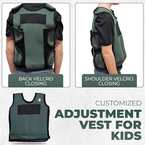 Weighted Vest For Kids - Adjustable Compression Vest With Six Removable Weights Included - Breathable Snug Fit Design