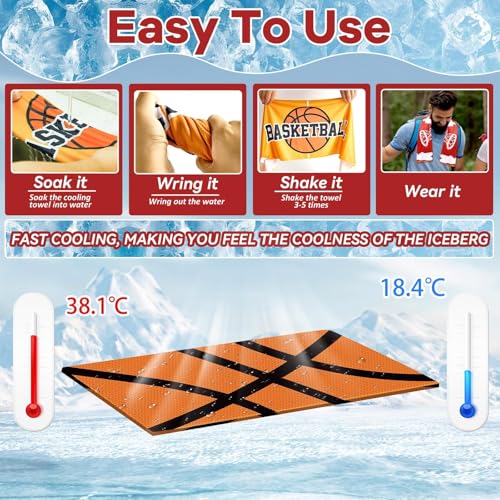 24Pcs Thick Basketball Cooling Towel 40x12 Inch Sports Ice Towel for Neck and Face Quick Dry Soft Breathable Microfiber Chilly Towels Bulk Basketball Party Favors for Athletes Home Gym Workout Running