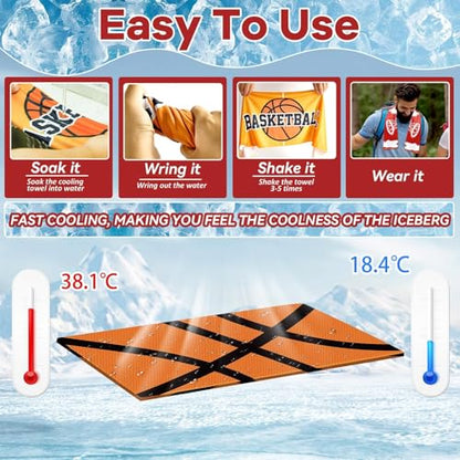 24Pcs Thick Basketball Cooling Towel 40x12 Inch Sports Ice Towel for Neck and Face Quick Dry Soft Breathable Microfiber Chilly Towels Bulk Basketball Party Favors for Athletes Home Gym Workout Running