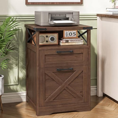 Vabches Office Filing Vertical Cabinet with 2 Drawers, Walnut. - color: Walnut, size: Vertical