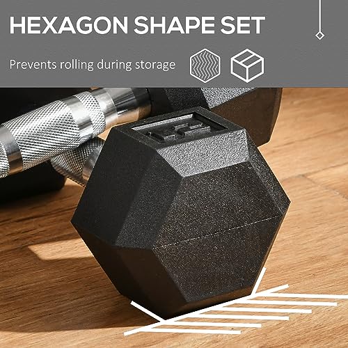 Soozier 2 x 12lbs/2 x 15lbs/2 x 40lbs/2 x 45lbs/2 x 50lbs Hex Dumbbell Set of 2, Rubber Weights Exercise Fitness with Non-Slip Handles, Anti-roll, for Women or Men Home Gym Workout, Black - style: 2 x 12lbs
