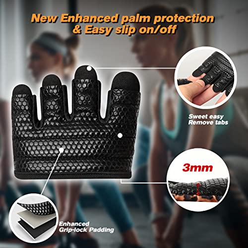 Minimal Workout Gloves,Short Micro Weight Lifting Gloves Grip Pads with Full Palm Protection & Extra Grip for Men Women Weightlifting,Gym,Cross Training,Powerlifting,WODs.