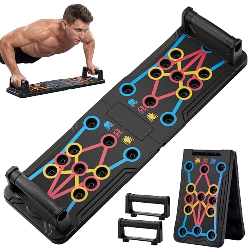 Foldable PushUp Stands Board Fitness,Workout Equipment for Home Gym, Men & Women Adjustable Pushup Board for Chest, Abs, Arms & Core Training,Portable Push-Up Board for Full Body Exercise - color: 15 in 1