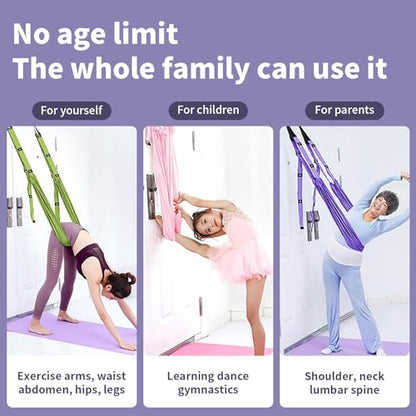 Leg Stretcher Strap, Adjustable Door Flexibility Trainer - color: Purple