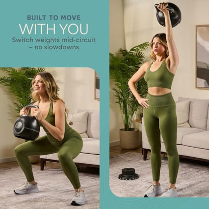 LifePro 7-in-1 Adjustable Kettlebell – PowerStone, Die-Cast Aluminum & Steel, Space-Saving Set with Handle-Twist Adjustment – Strength Training Kettlebell with Storage Base - size: 45.8 Pounds