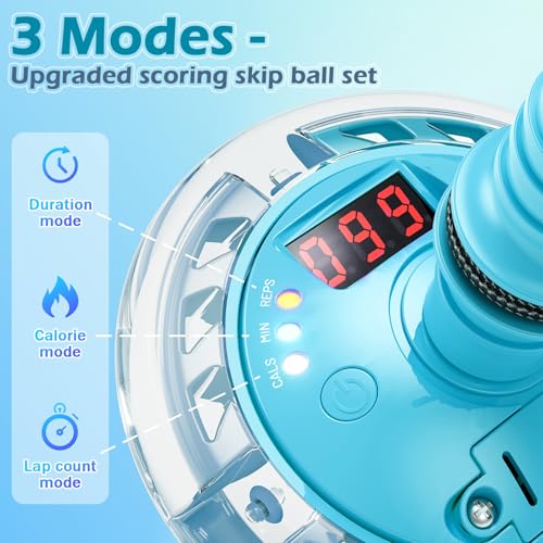 HopeRock Skip Ball Toy for Girls Ages 6-10,Girl Birthday Gifts,3 Fun Modes,Flashing Light-Up Wheel,LED Digital Counter,Replaceable Battery,Girl Birthday Gifts for Age 6-10+ (Light Blue) - color: Light Blue
