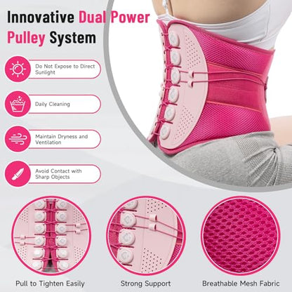 KKH Adjustable Back Support Brace, Ergonomic Back Brace for Lower Back Pain Women, Lumbar Support Belt for Relief Sciatica Pain
