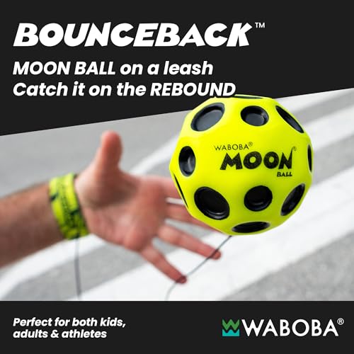 Waboba Bounceback Returning Yellow Moon Ball Hyper Bouncy Balls, Extreme Bounce and Fun, Super High Bouncing Ball for Active Play and Outdoor Games