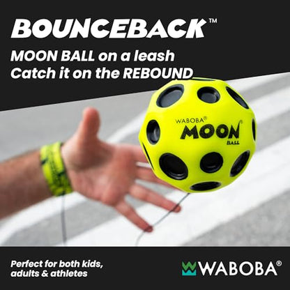 Waboba Bounceback Returning Yellow Moon Ball Hyper Bouncy Balls, Extreme Bounce and Fun, Super High Bouncing Ball for Active Play and Outdoor Games