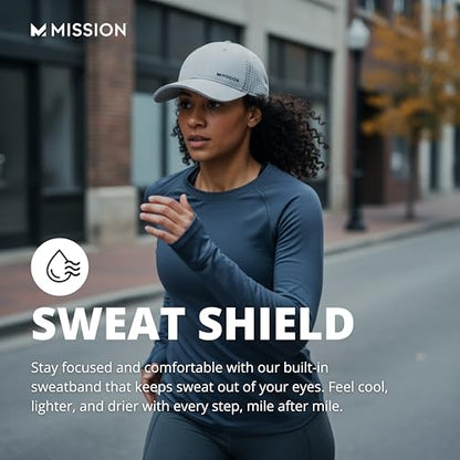 MISSION Cooling Vented Performance Hat Unisex Cap for Workouts, Golf & Running, Sweat & Water Activated Technology - color: Black