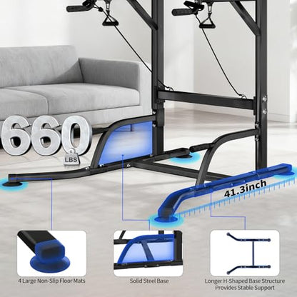 Pull Up Tower Dip Station, Adjustable Free Standing Pull Up Bar, Multi-Function Power Tower for Home Gym Workout and Strength Training