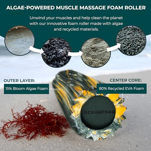 Oceanfoam Ripple Roller, Small Foam Roller (Hunter, Gold & Natural Marbled) - color: Hunter, Gold & Natural Marbled