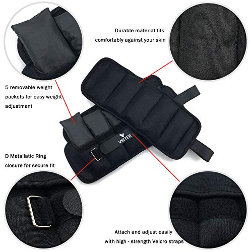 Adjustable Ankle Weights for Women Men Kids, Wrist Weight Set 1-5/11 lbs(1 Pair) with Removable Weight for Jogging, Walking, Gymnastic, Workout