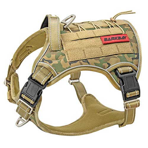 Tactical Dog Harness Large,Military Service Weighted Dog Vest Harness Working Dog MOLLE Vest with Loop Panels,No-Pull Training Harness with Leash Clips for Walking Hiking Hunting(Camo,M) - color: Camo, size: Medium (Pack of 1)