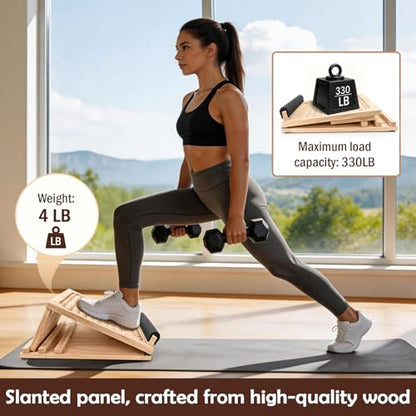 Wooden Slant Board, Incline Board for Leg Exercises, Slant Boards for Exercise – Ideal for Home Workout, Office Break, Yoga Session, Daily Calf Stretch and Full Leg Muscle Relaxation