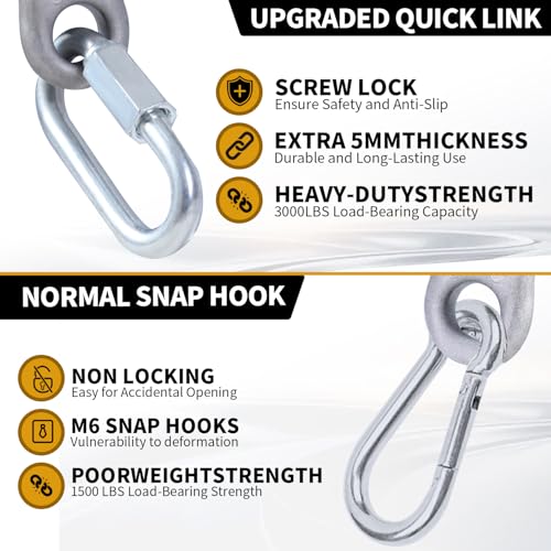 2 Pack Heavy Duty Swing Hangers (3000lb Capacity), Swivel Stainless Steel Swing Hooks Hardware Kit for Wooden Sets & Concrete, Hanging Mount for Porch Swing, Hammock, Yoga, Gym, Punching Bag
